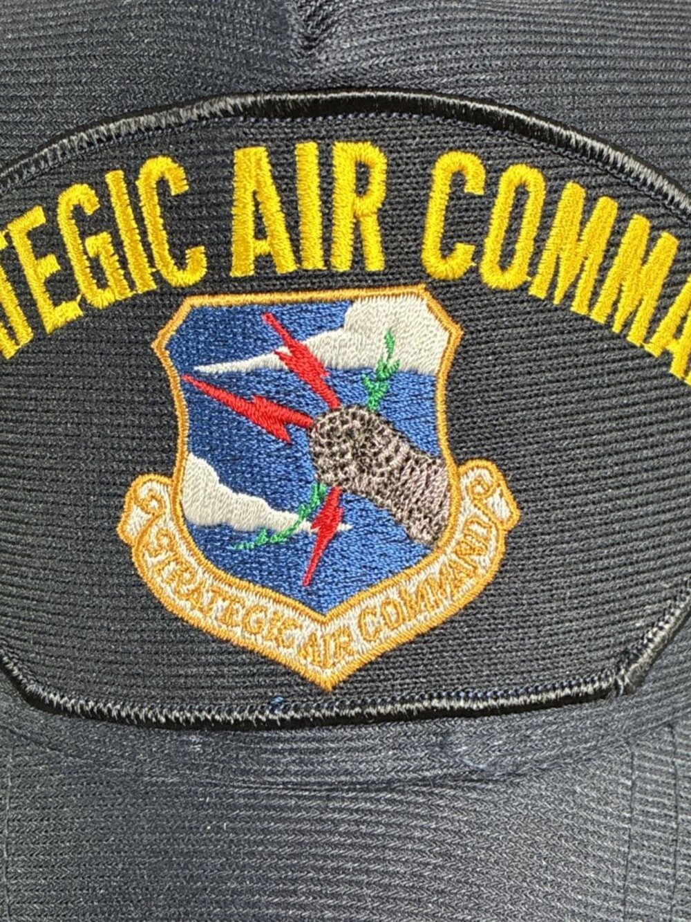 STRATEGIC AIR COMMAND HAT WITH SAC SHIELD - Blue BallCap Eagle Crest Made In USA - Picture 3 of 10